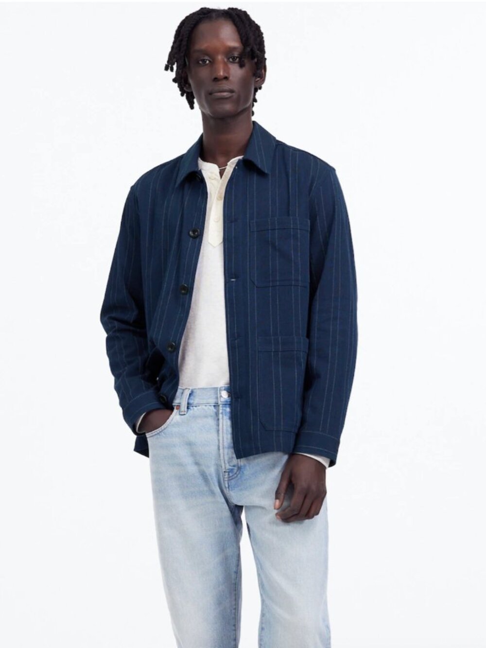Madewell Chore Jacket in Indigo Dyed Stripe